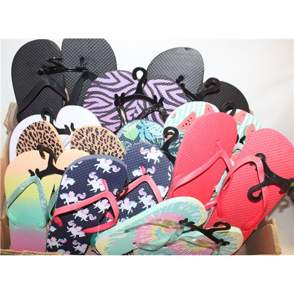 11PRS ASSORTED SANDALS VARIOUS ADULT+KIDS SIZES