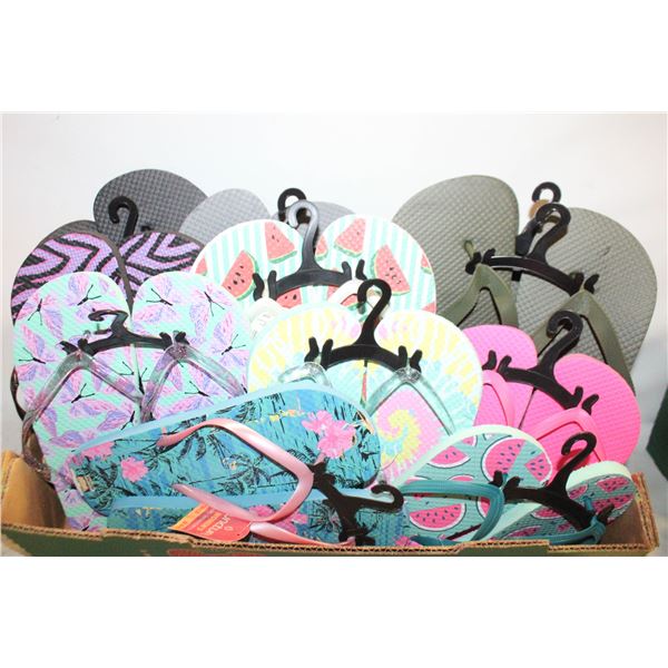 11PRS ASSORTED SANDALS VARIOUS ADULT+KIDS SIZES