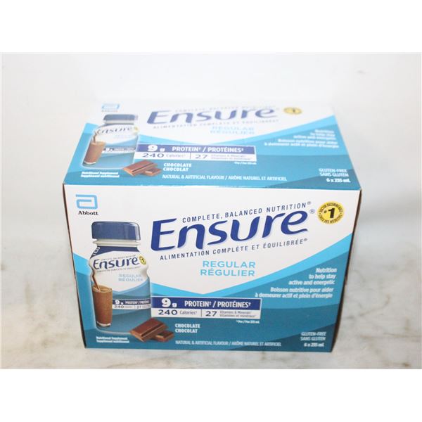 CASE OF ENSURE 6 X 235 ML CHOCOLATE EXP. 05/27