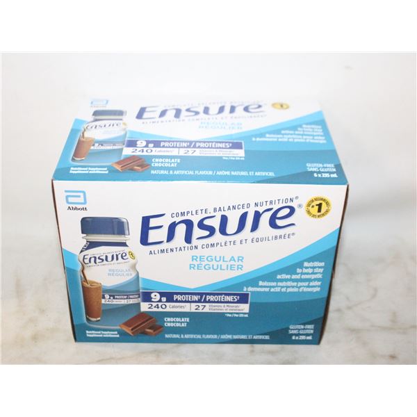 CASE OF ENSURE 6 X 235 ML CHOCOLATE EXP. 05/27
