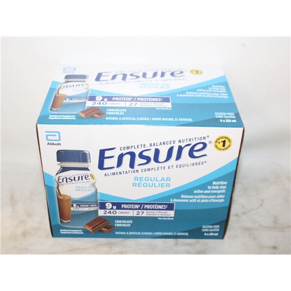 CASE OF ENSURE 6 X 235 ML CHOCOLATE EXP. 05/27