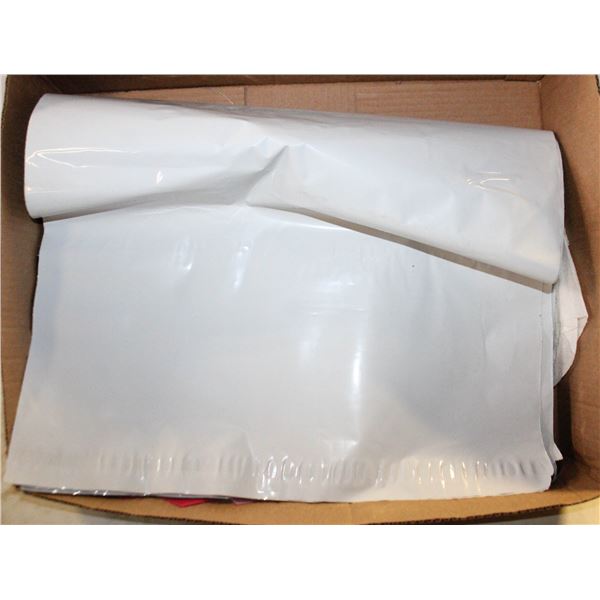 BOX OF LARGE WHITE AND PINK MAILERS