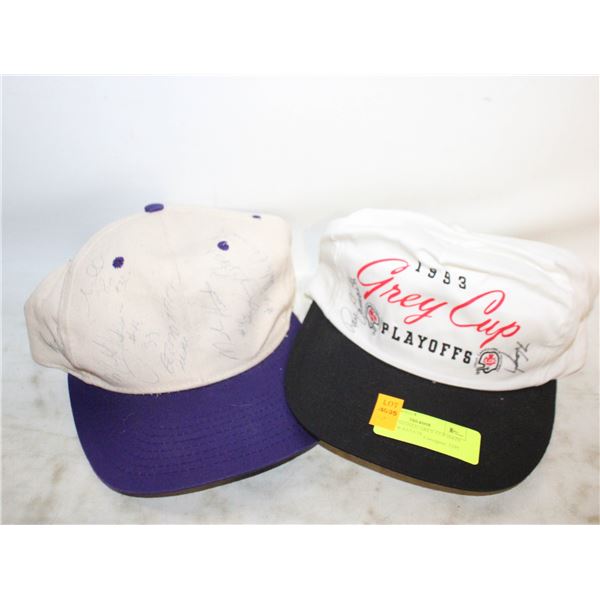 VINTAGE SIGNED GREY CUP HATS TOGETHER-ESTATE