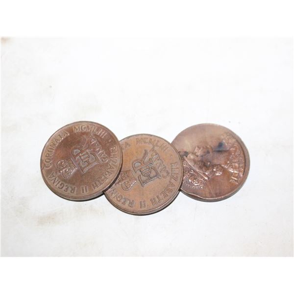 THREE 1953 QUEENS CORONATION MEDALLIONS