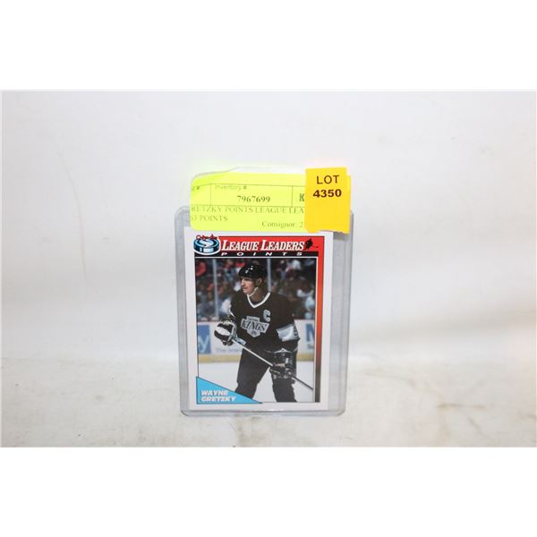 GRETZKY POINTS LEAGUE LEADERS 163 POINTS
