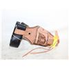 Image 1 : LEATHER BELT SIZE 36 WITH LEATHER TOOLED BOTTLE