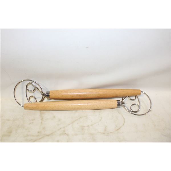 2 PACK DOUGH WHISK 13 INCH STAINLESS