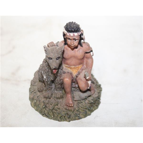 NATIVE AMERICAN BOY WITH WOLF
