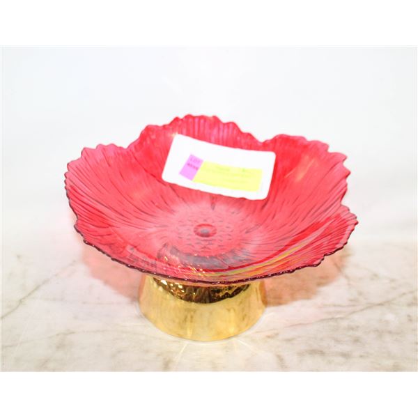 RED PETAL SHAPED ACCENT BOWL