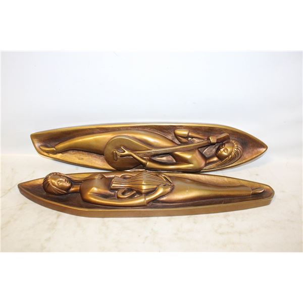 2 ART DECO MUSES WALL HANGERS