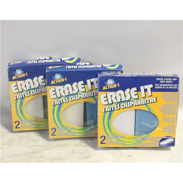 3 ACTION 1 ERASE STAINS/DIRT ERASERS