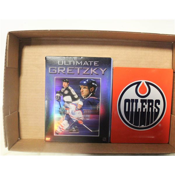 WAYNE GRETZKY DVDS & OILERS TIN