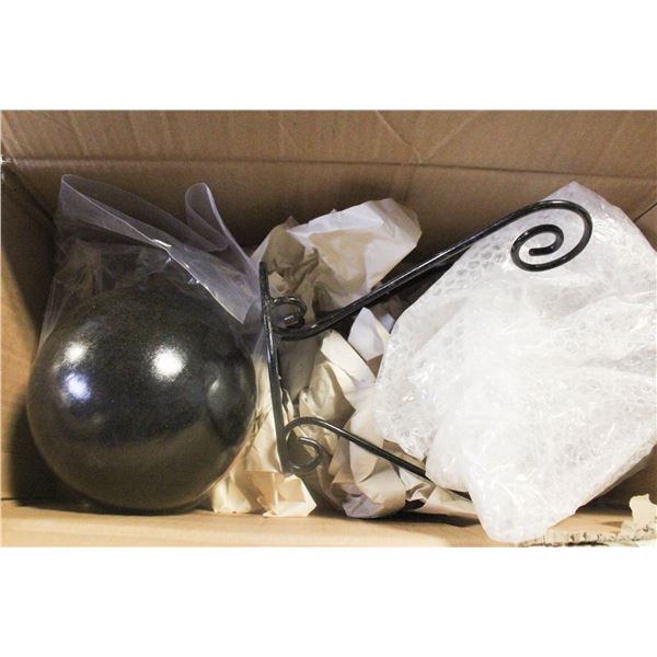 CERAMIC (POTTERY) SPHERE WITH METAL STAND,