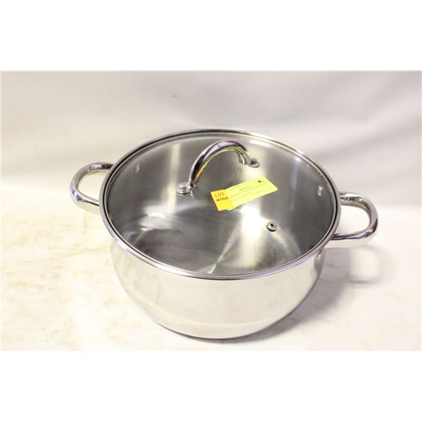 LARGE METAL POT, WITH VENTED GLASS LID, BRAND: