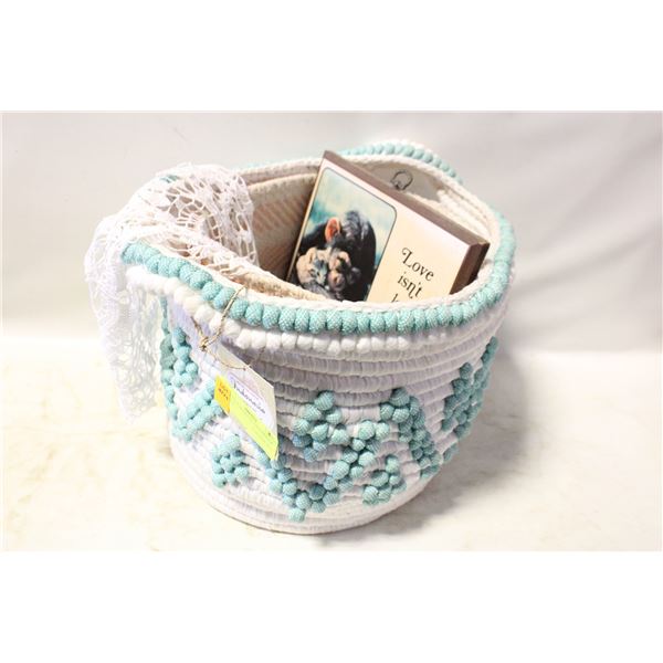 2 ESTATE BASKETS + HANDMADE DOILIE +