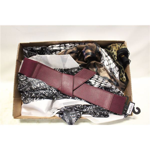 4 LADIES SCARFS + NEW SZ XL WAIST BELT