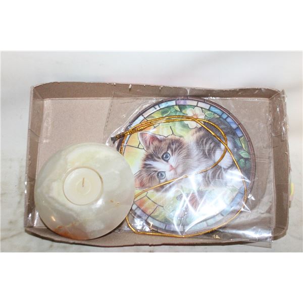 4” ONYX TEALIGHT HOLDER & 6” KITTEN LIGHTCATCHER