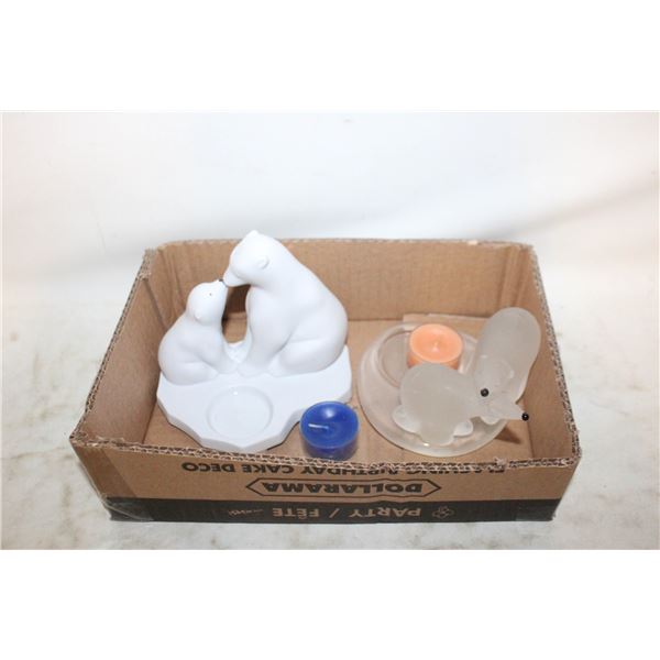 PARTYLITE PORCELAIN FROSTED GLASS POLAR BEAR &