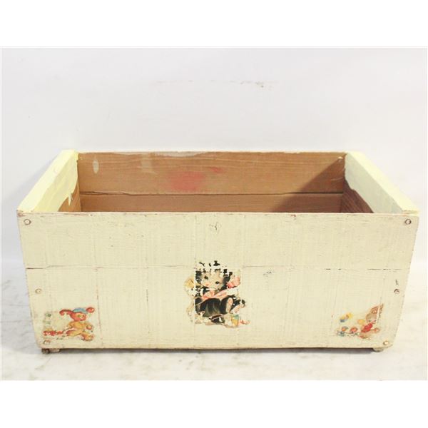 18” X 8” X 10” VINTAGE DECAL WOODEN BOX