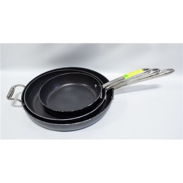 3 PIECE ALL CLAD NON-STICK SKILLET SET