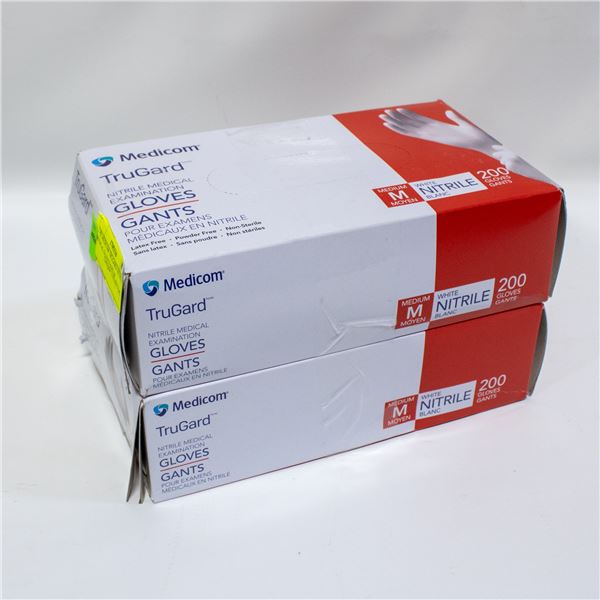 2 PK MEDICOM TRUGARD NITRILE MEDICAL GLOVES SIZE M