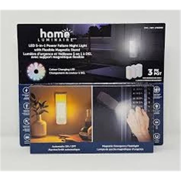 3 PACK OF HOME LUMINAIRE LED 5-IN-1 POWER FAILURE