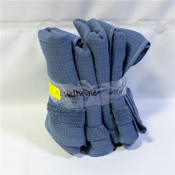 4 PACK OF WELCOME HOME HAND TOWELS BLUE 15.3 X 30"