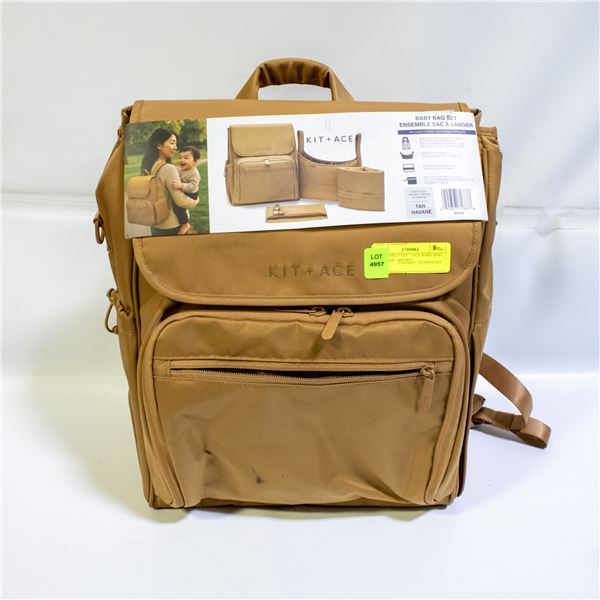 NEW 4 PIECE KIT + ACE BABY BAG SET - TAN / BROWN
