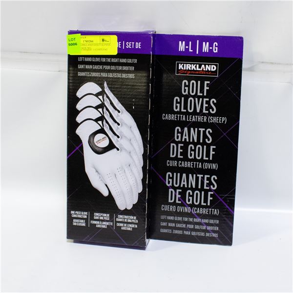 4 PACK OF KIRKLAND GOLF GLOVES LEFT HAND SIZE M-L