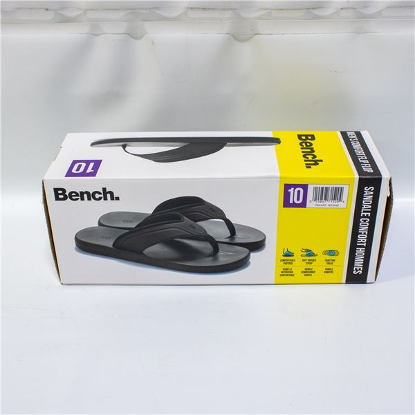 BENCH MENS COMFORT FLIP FLOPS BLACK SIZE 10