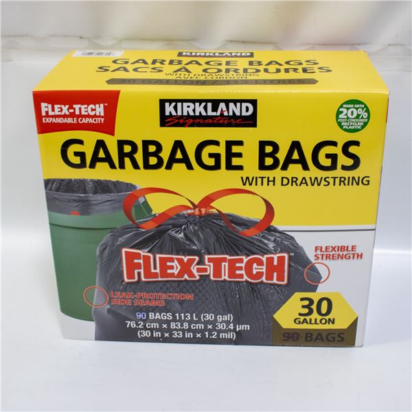 KIRKLAND GARBAGE BAGS WITH DRAWSTRING BLACK - 30G