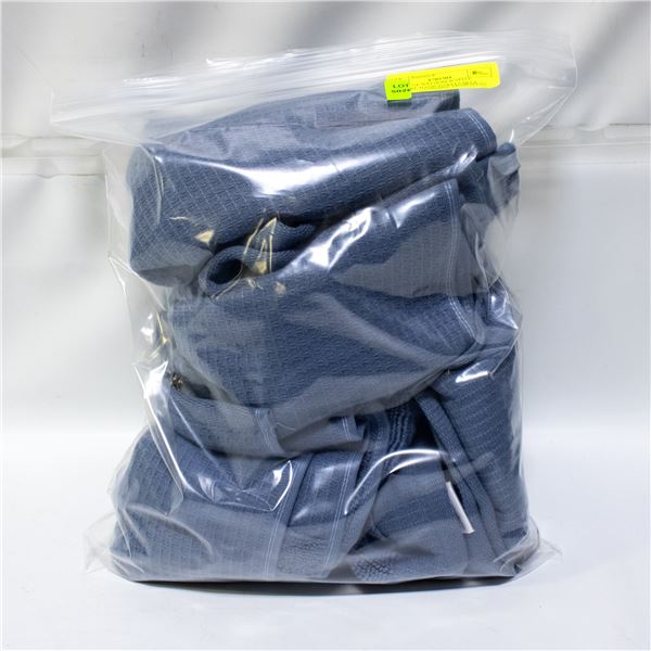 4 PACK OF WELHOM WAFFLE TEXTURE HAND TOWELS BLUE