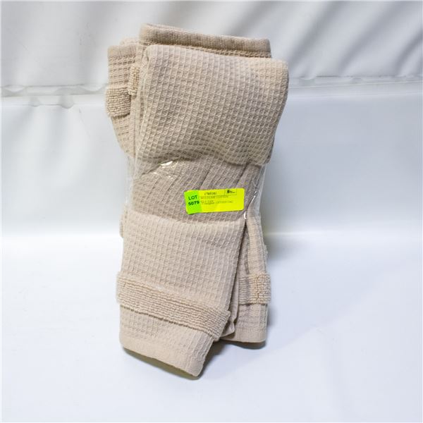 4 PACK OF WELHOME COTTON HAND TOWELS TAN