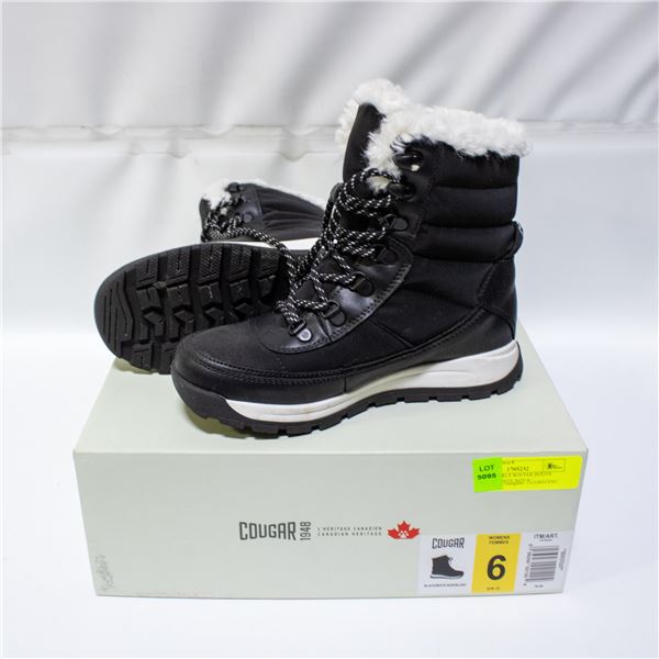 COUGAR GIRLS WINTER BOOTS BLACK & WHITE SIZE 6