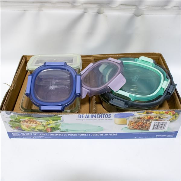 BOX WITH 6 FOOD STORAGE CONTAINERS AND 5 LIDS