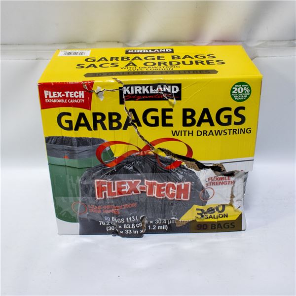 KIRKLAND GARBAGE BAGS WITH DRAWSTRING BLACK - 30G