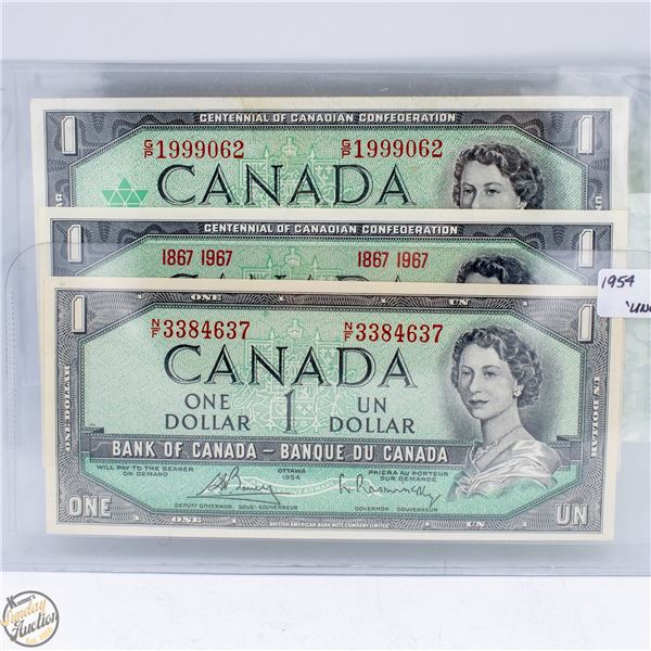 LOT OF 3 DIFFERENT DOLLAR BILLS