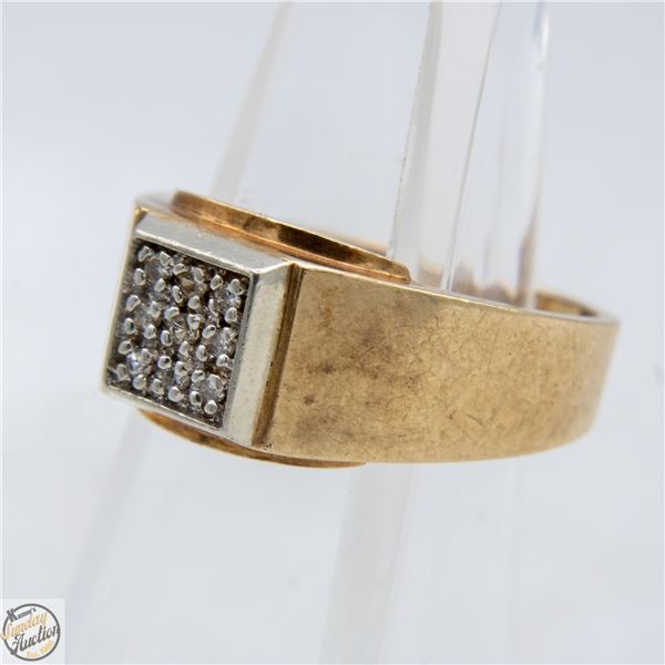 10K GOLD MEN'S RING W/9 DIAMONDS SZ 9 *BENT BAND*