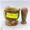 Image 1 : GREEN STONE MORTAR AND PESTLE