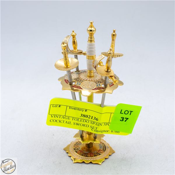 VINTAGE TOLEDO SPAIN 5PC COCKTAIL MINI SWORD SET