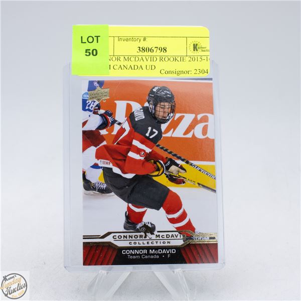 CONNOR MCDAVID ROOKIE 2015-16 TEAM CANADA UD