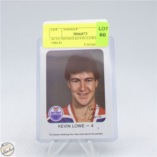 AUTO SIGNED KEVIN LOWE OILERS 1980-81
