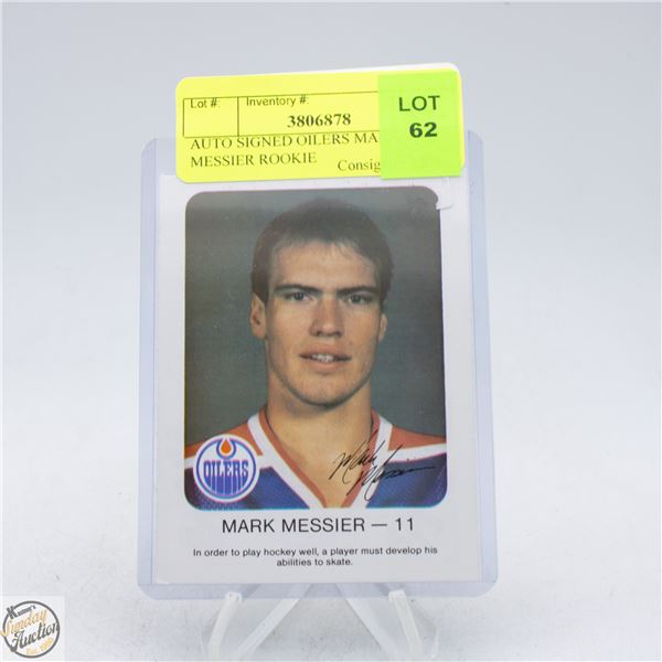 AUTO SIGNED OILERS MARK MESSIER ROOKIE