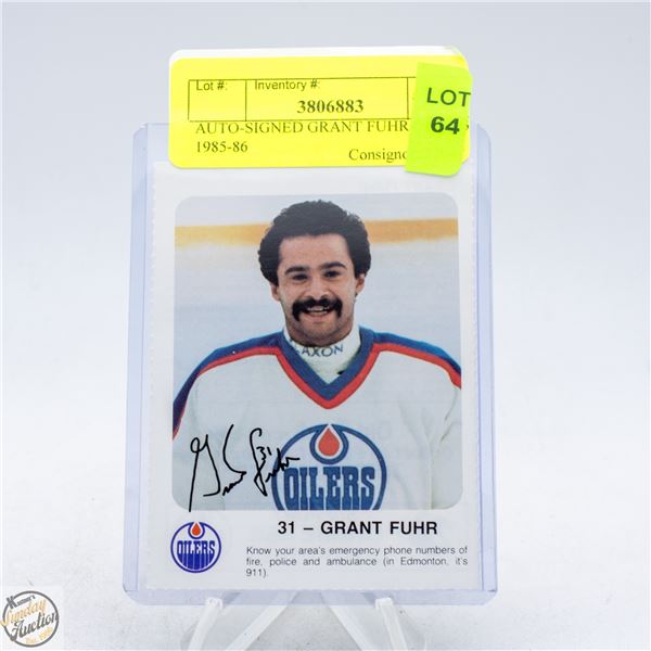 AUTO-SIGNED GRANT FUHR OILERS 1985-86