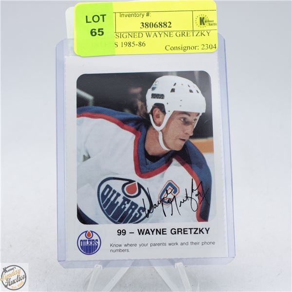 AUTO-SIGNED WAYNE GRETZKY OILERS 1985-86