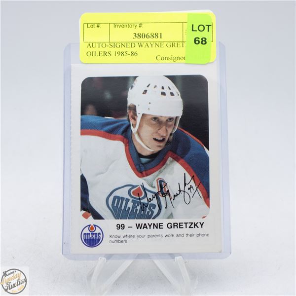 AUTO-SIGNED WAYNE GRETZKY OILERS 1985-86