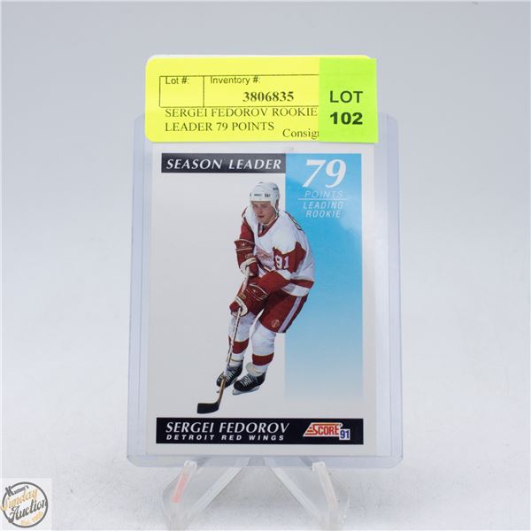 SERGEI FEDOROV ROOKIE SEASON LEADER 79 POINTS