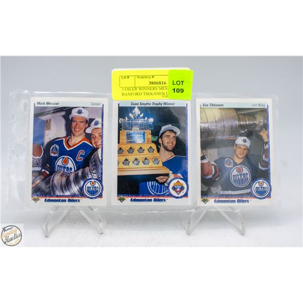 3 OILER WINNERS MESSIER RANFORD TIKKANEN UD