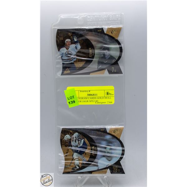 2 HOLOGRAM CARDS GOLD HULL MESSIER JAGR SPX UD