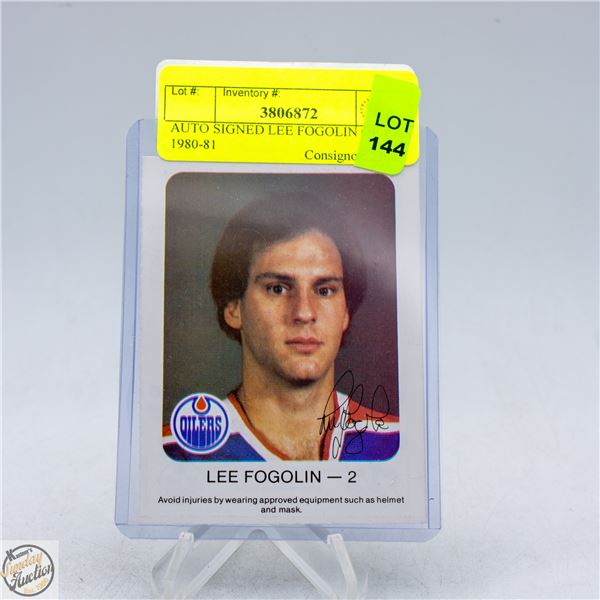 AUTO SIGNED LEE FOGOLIN OILERS 1980-81
